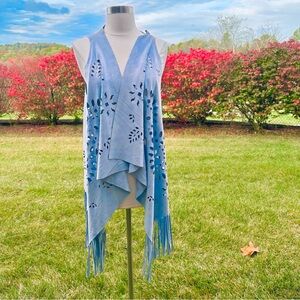 LaBellum Hillary Scott Blue Fringe Vest